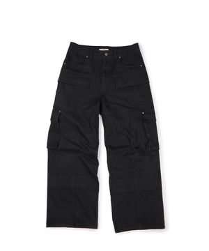 HEAVY COTTON WASHED CARGO PANTS (BLACK)
