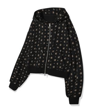시그니처 스타 핀턱 후드 집업 [블랙]