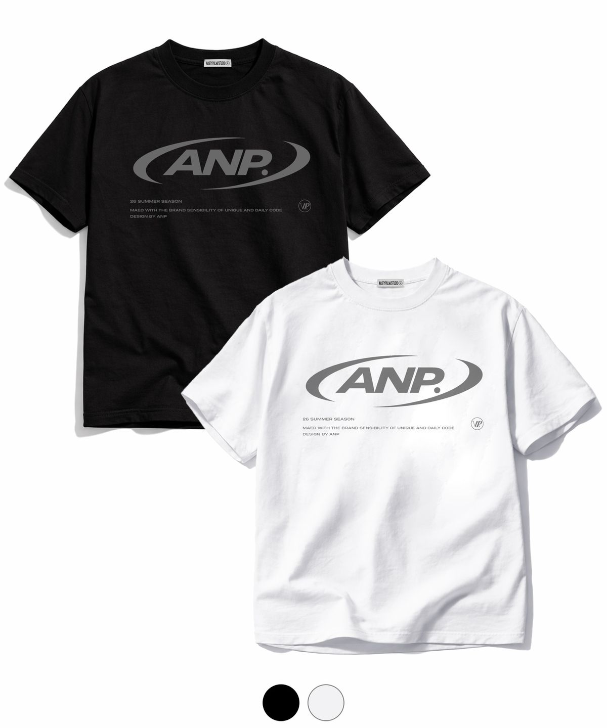 엔피스튜디오(NP STUDIO) ANP 써클 오버핏 반팔 티셔츠 [ 2Color ]