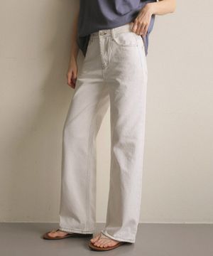 544 화이트 세미와이드 팬츠