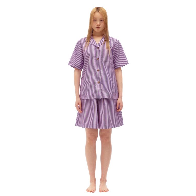 [set] everyday cotton shirt & flare cotton shorts_Royal Purple