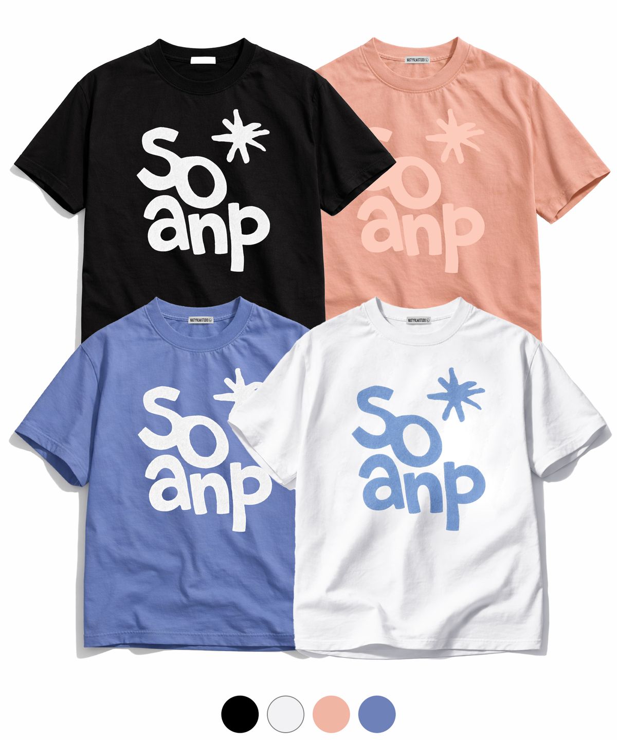 엔피스튜디오(NP STUDIO) 드로잉 ANP 오버핏 반팔 티셔츠 [ 4Color ]