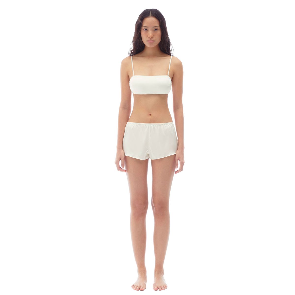 후포(HOOPOE) [set] love silk bralette & boy shorts_Moon Jar White
