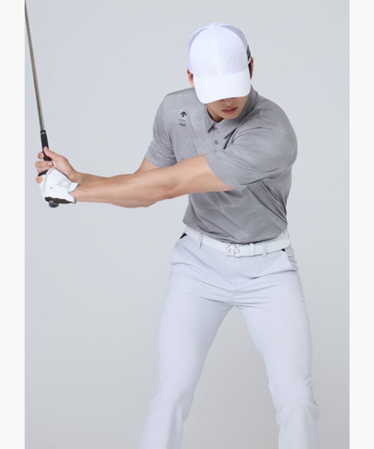데상트 골프(DESCENTE GOLF) 남성 전판 패턴 카라 반팔 티셔츠  DR22MFTS4V