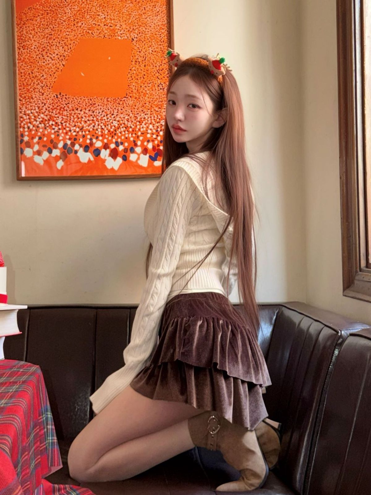카인다미(KINDAME) 벨벳 캉캉 미니스커트