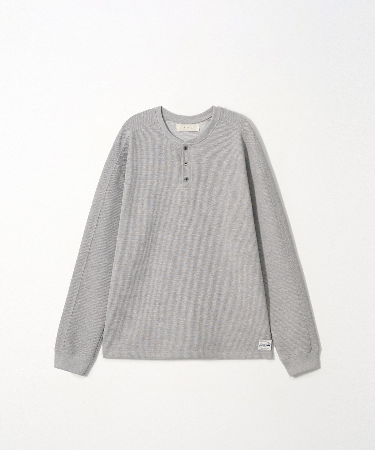 이지오(EZIO) Henley Waffle LS T-shirt_Grey
