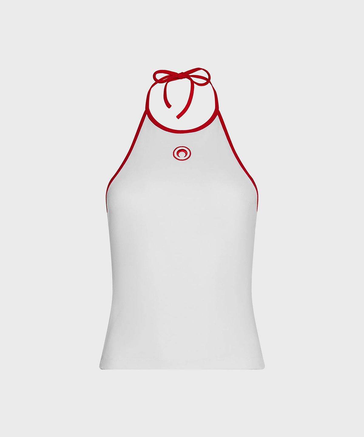 마린 세르(MARINE SERRE) (W) 문 로고 바이컬러 저지 탱크 탑 화이트 레드 MOON LOGO BICOLOR JERSEY TANK TOP WH17 WHITE/RED