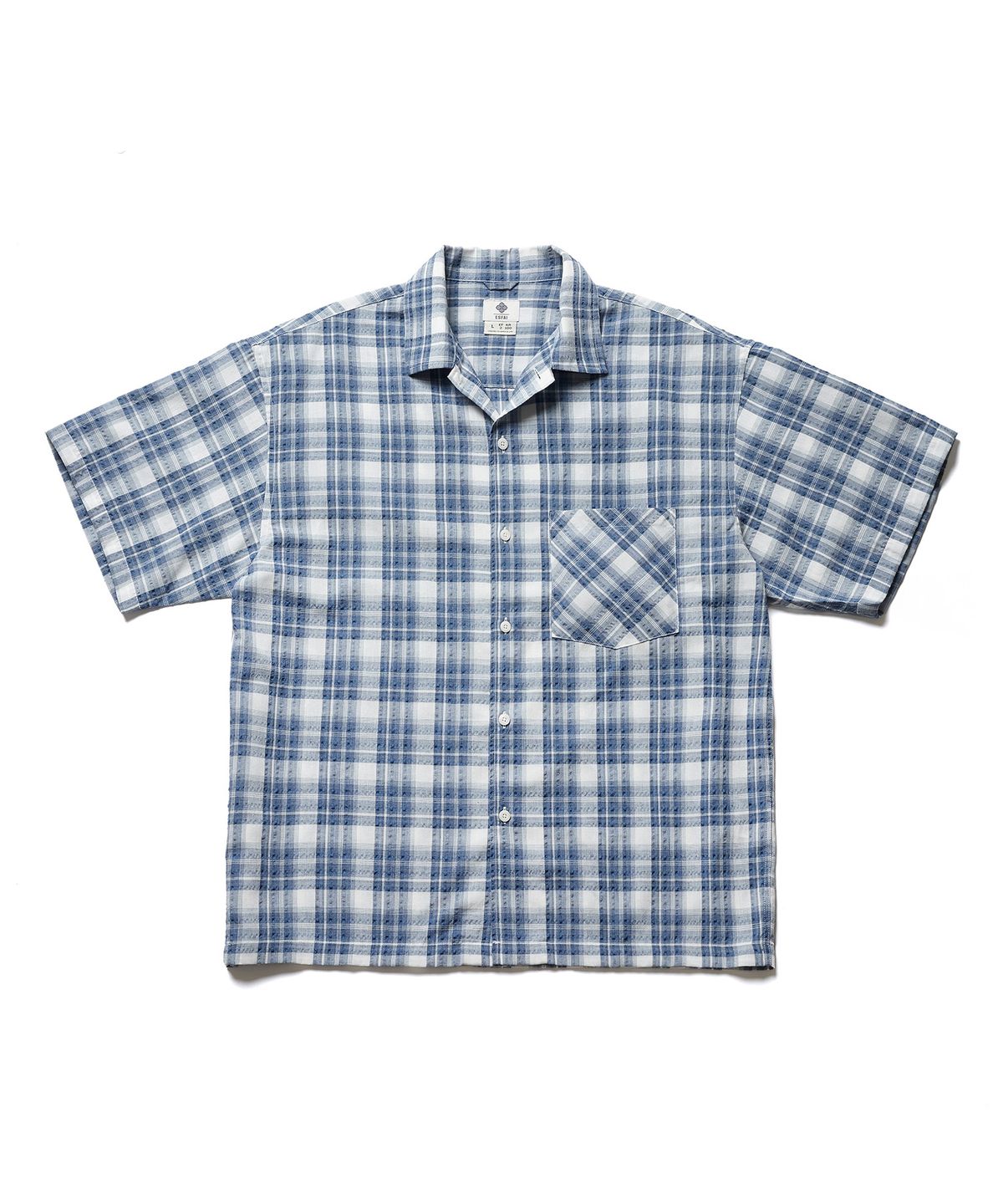 에스파이(ESFAI) OPEN COLLAR S/S SHIRT (BLUE)