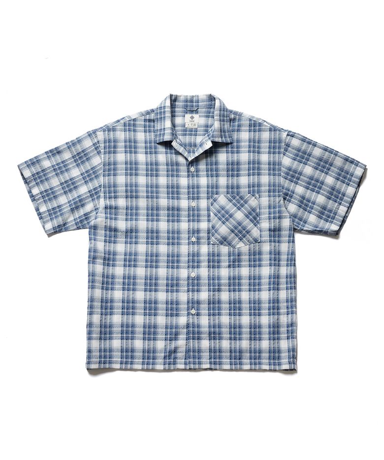 OPEN COLLAR S/S SHIRT (BLUE)