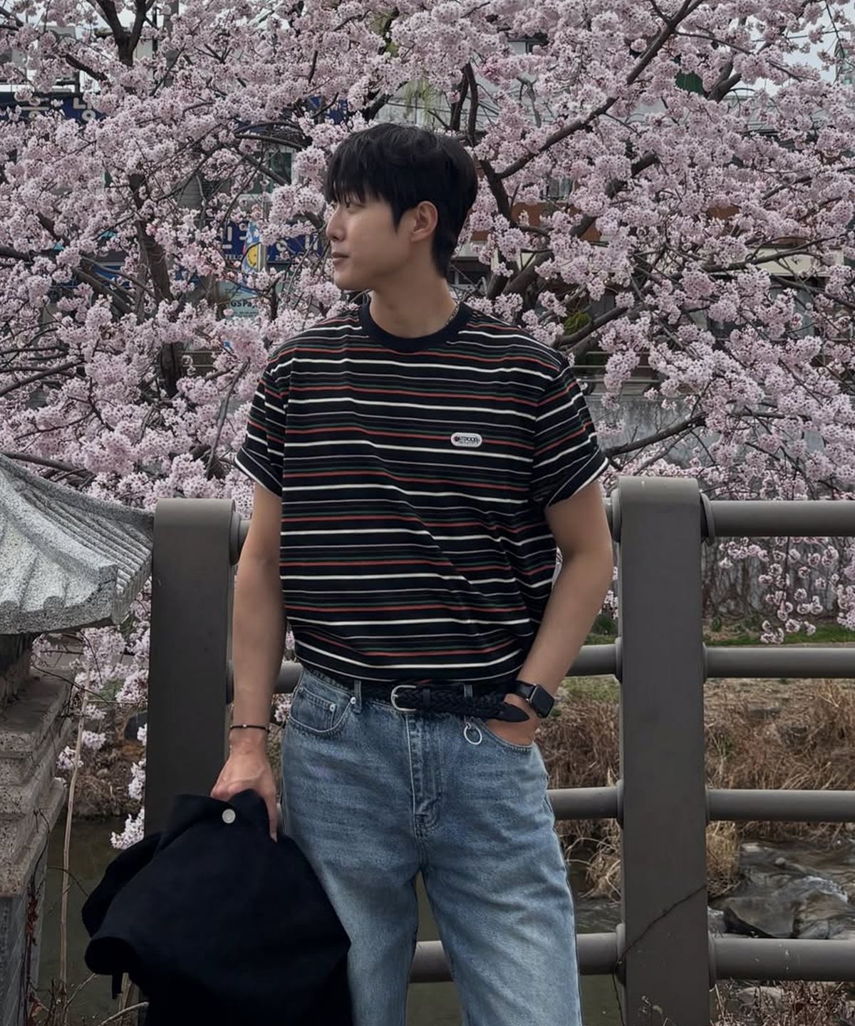 아웃도어 프로덕츠(OUTDOOR PRODUCTS) 스트라이프 티셔츠 (블랙)