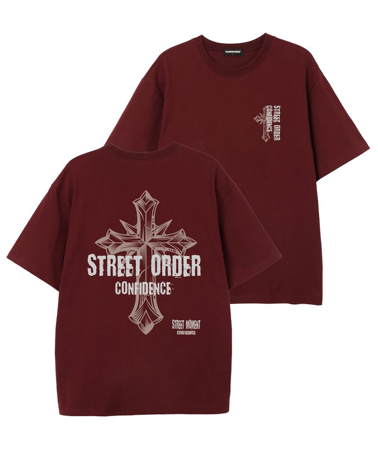 CROSS STREET 반팔티셔츠 (VS0227) 버건디