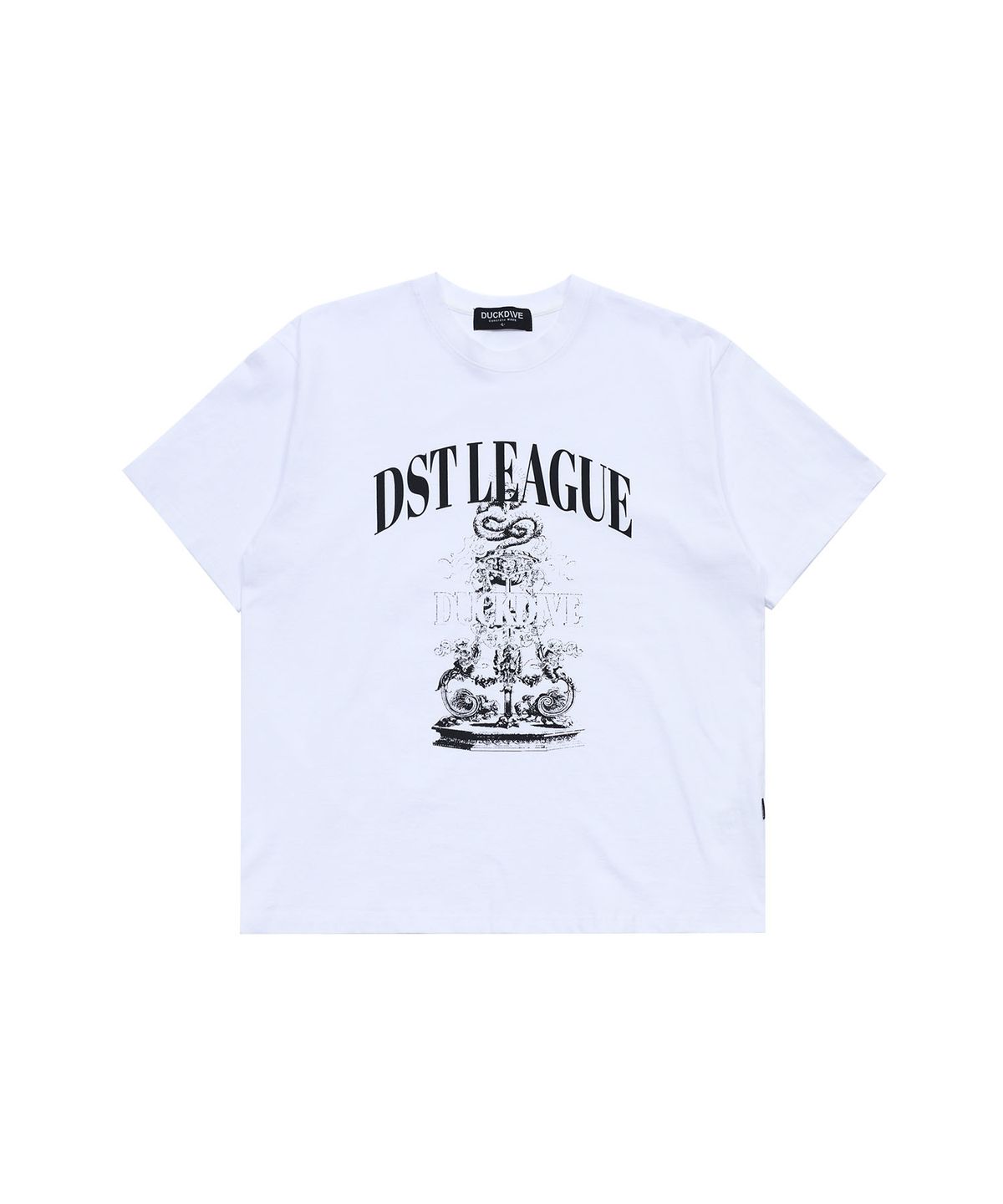 덕다이브(DUCKDIVE) DST 리그 아치 로고 티셔츠 화이트