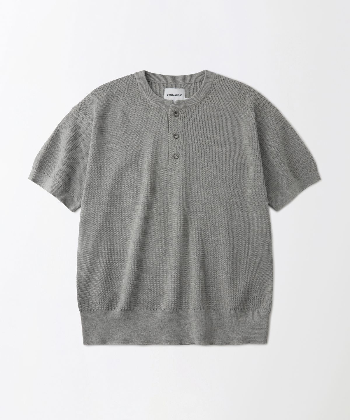 아웃스탠딩(OUTSTANDING) HS HENLEY NECK KNIT_MELANGE GRAY