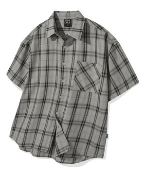 시그니처 체크 반팔 셔츠 [그레이]