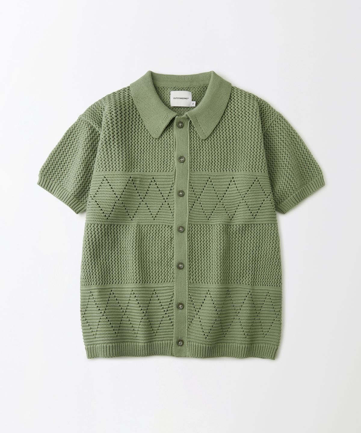 아웃스탠딩(OUTSTANDING) HS CROCHET KNIT CARDIGAN_L.GREEN