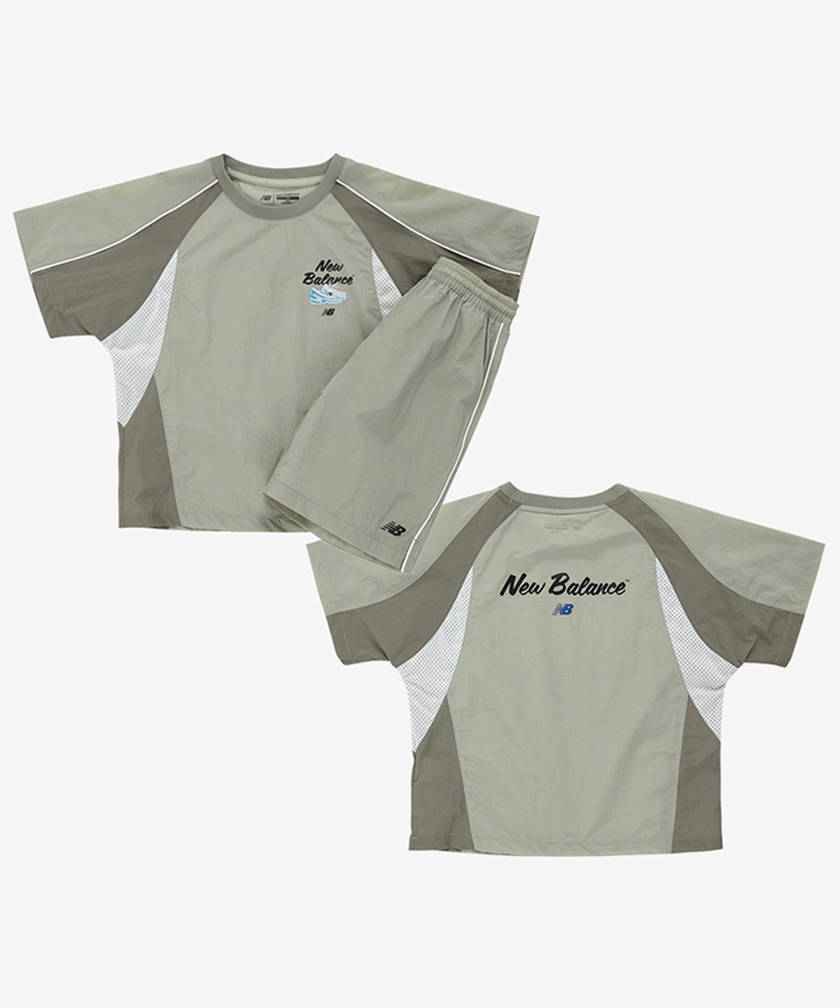 뉴발란스 키즈(NEWBALANCEKIDS) NBSC_아동 메쉬 콤보 우븐 반팔 셋업 NK9YG2772UBU
