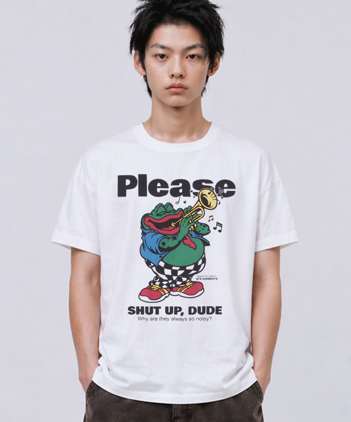 큐티에잇 가먼츠(QT8 GARMENTS) LB Shut Up Frog Washed Tee (Ivory)