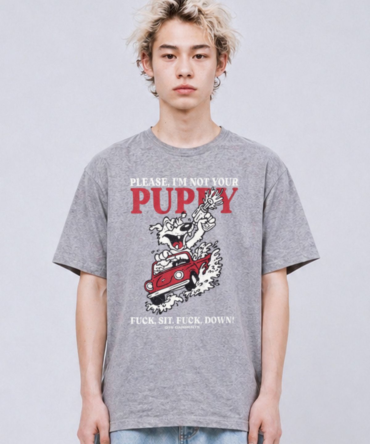 큐티에잇 가먼츠(QT8 GARMENTS) LB Bad Puppy Washed Tee (Grey)