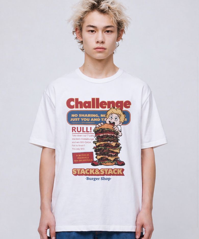 LB Burger Challenge Washed Tee (Ivory)