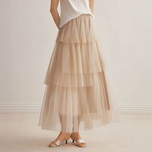 YY_Pleated mesh cake skirt_2color