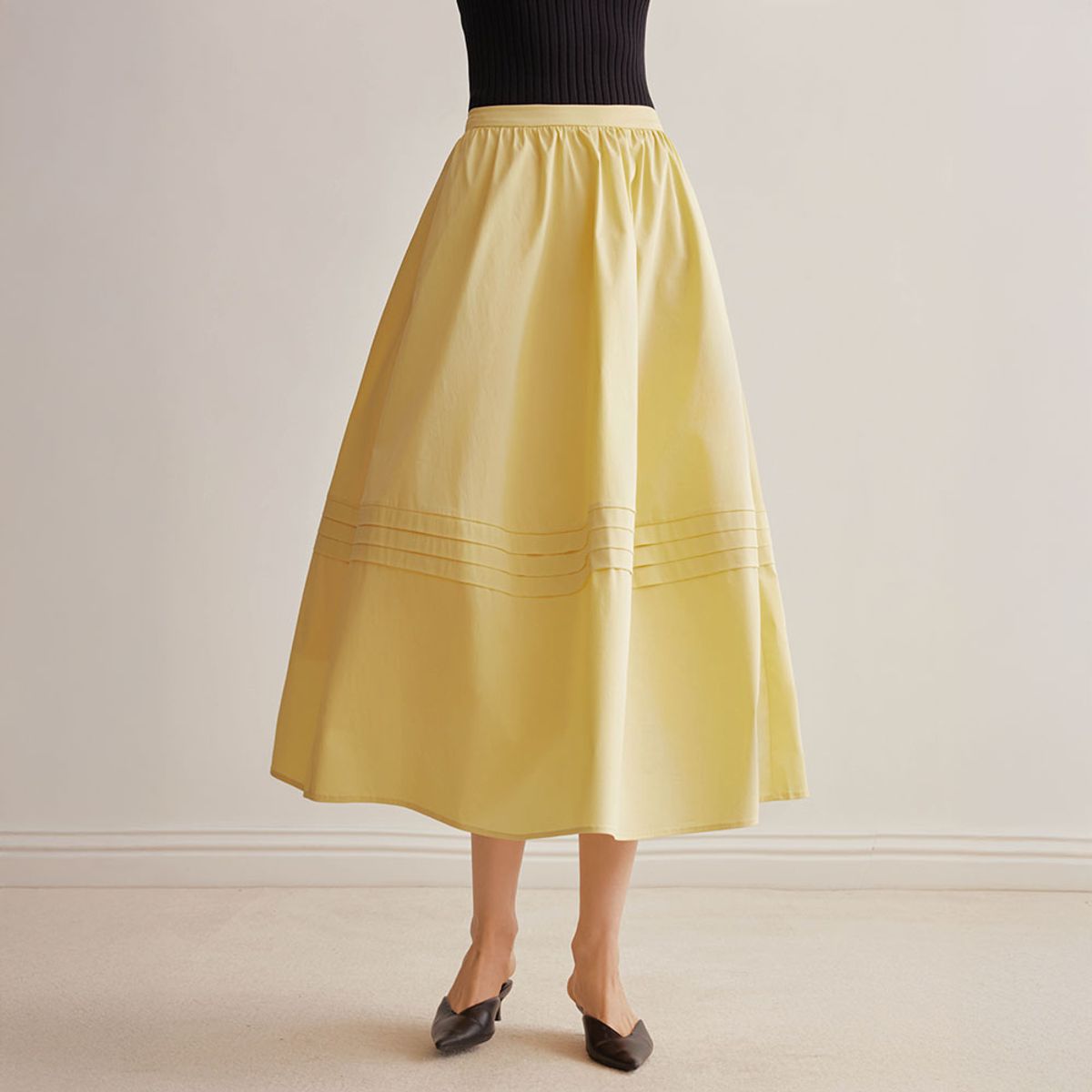 와이와이아이엠(YYIAM) YY_Pleated a-line skirt_2color
