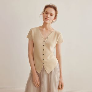 YY_V-neck short-sleeve cardigan