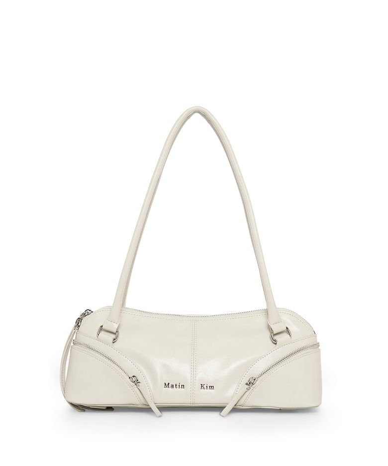 CURVE ZIP BAGUETTE BAG IN LIGHT GREY