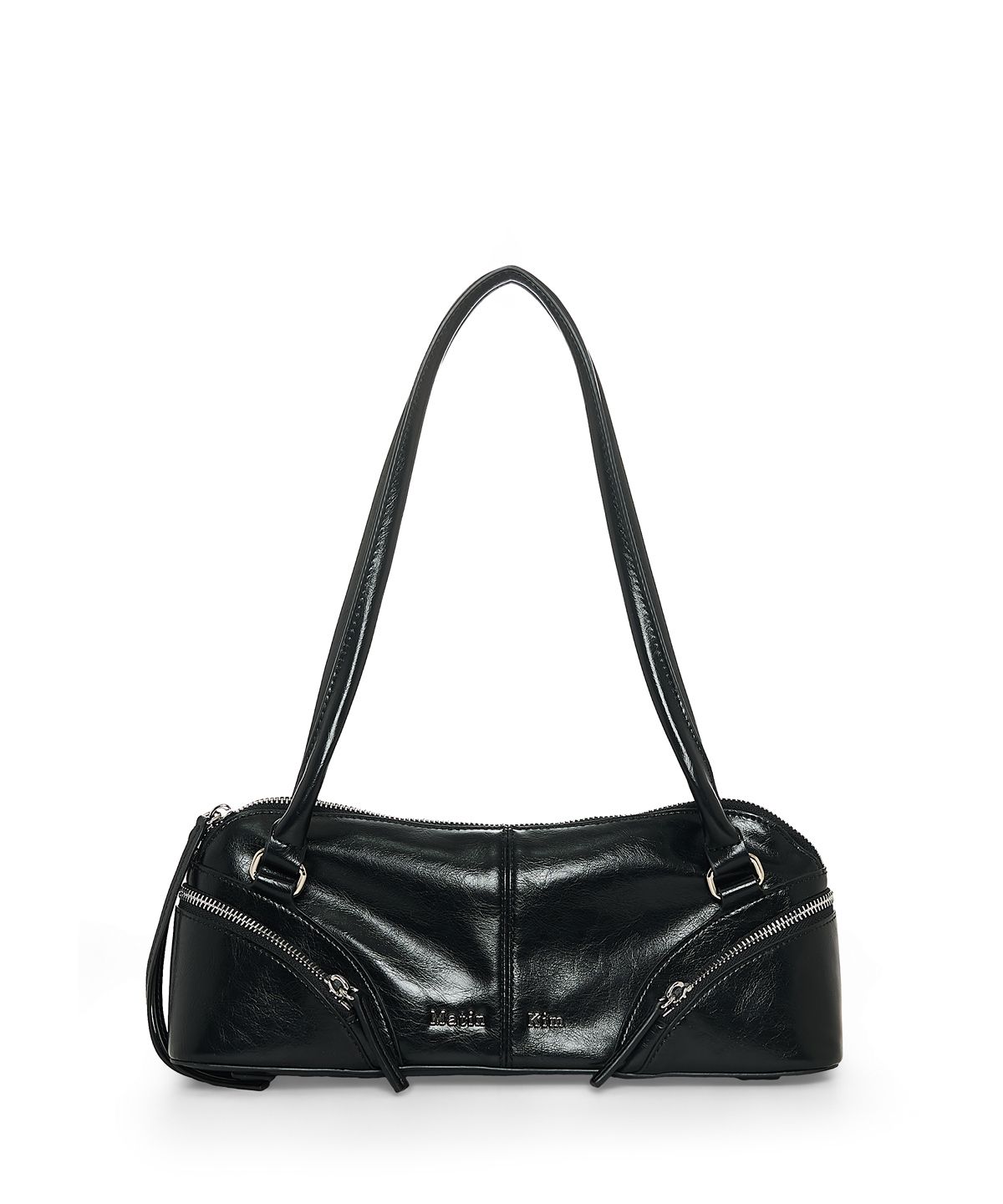 마뗑킴(MATIN KIM) CURVE ZIP BAGUETTE BAG IN BLACK