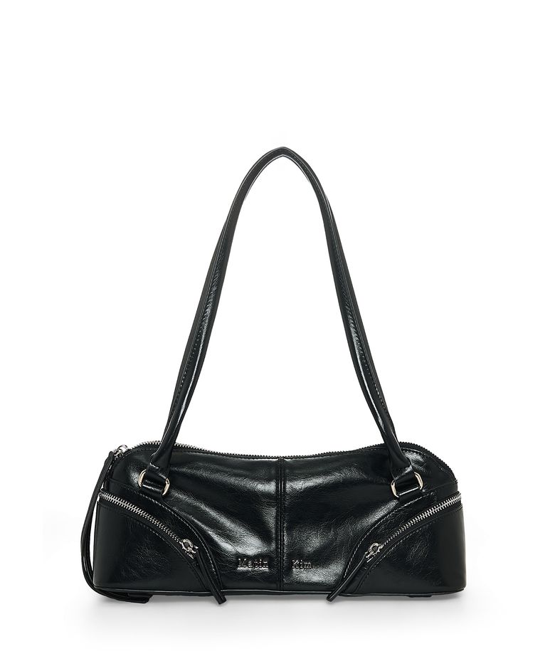 CURVE ZIP BAGUETTE BAG IN BLACK