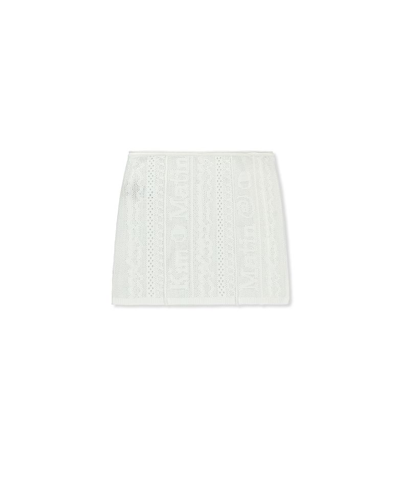 MESH LOGO WRAP MINI SKIRT IN WHITE