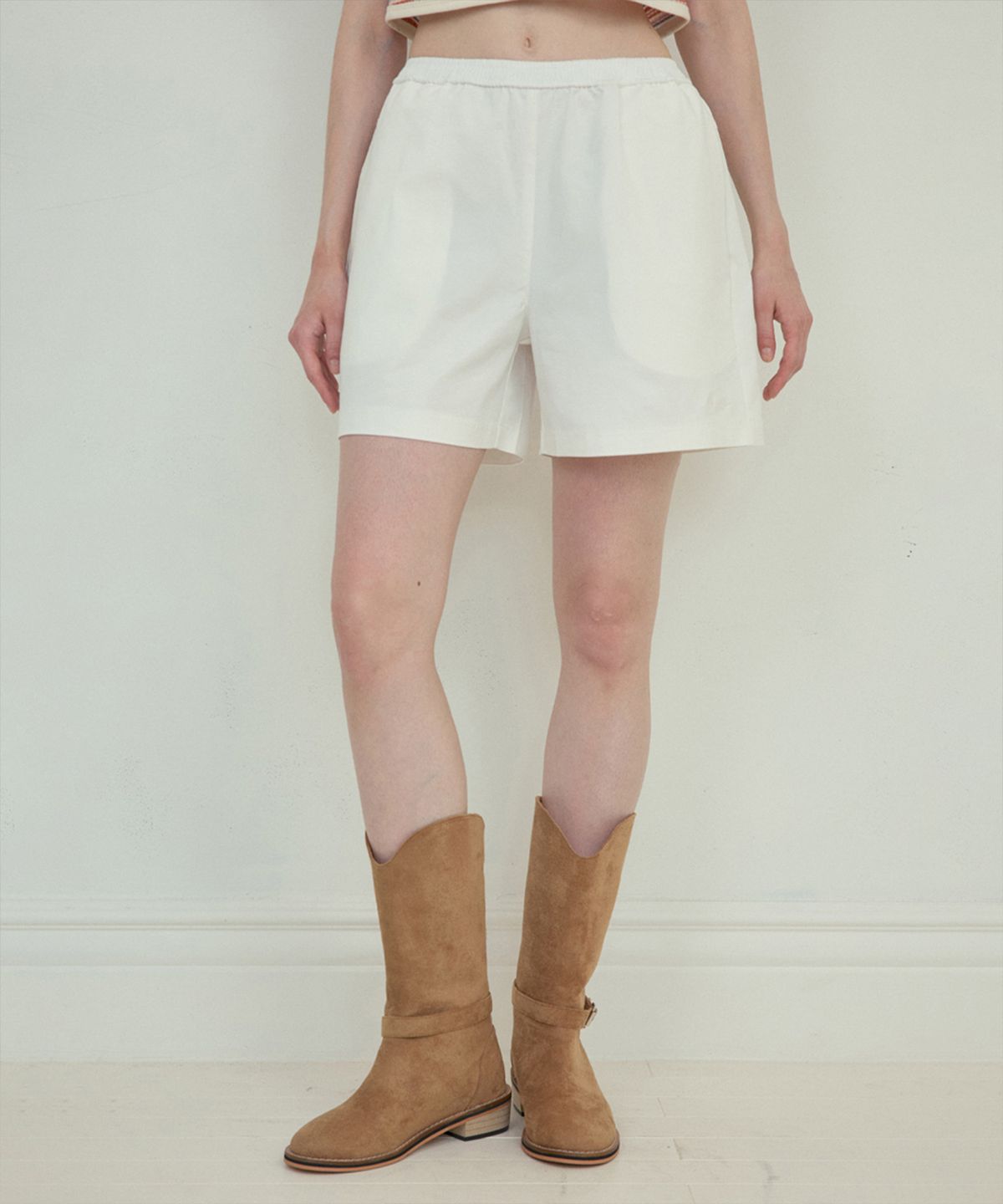 아우어노스텔지아(OURNOSTALGIA) Classic banding half pants_Ivory(O25-PT04)