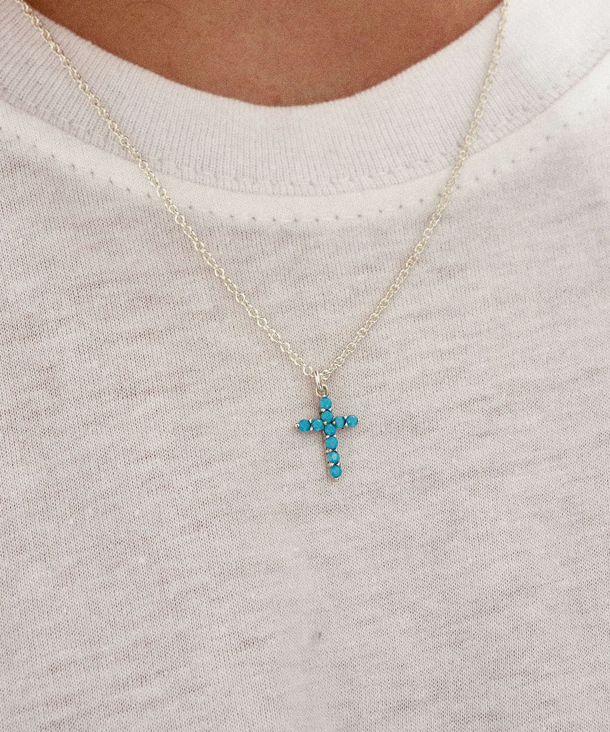 에이지47(AG47) M.C-N-21  Blue Cross Necklace