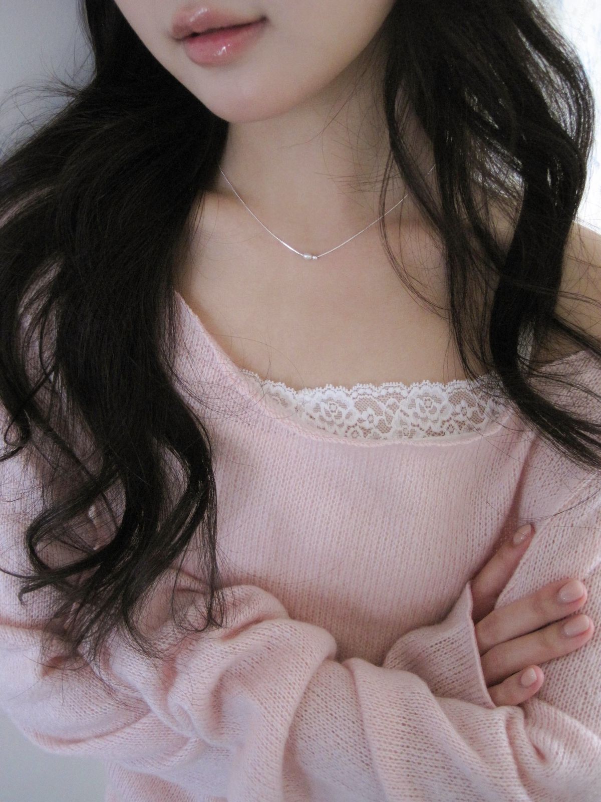 둥그런(DUNGEUREON) [925 Silver] Lily Pearl Necklace
