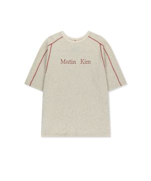 MATIN KIM LOGO WAFFLE TOP FOR MEN IN LIGHT BEIGE