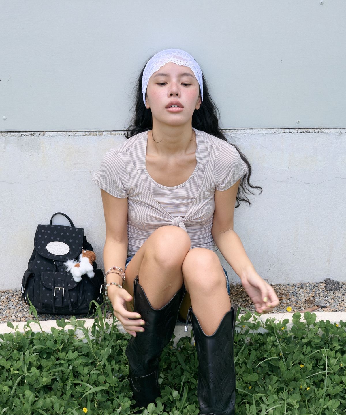라츠유(LOTSYOU) LOTSYOU_Dot Dot Chubby Backpack BLACK