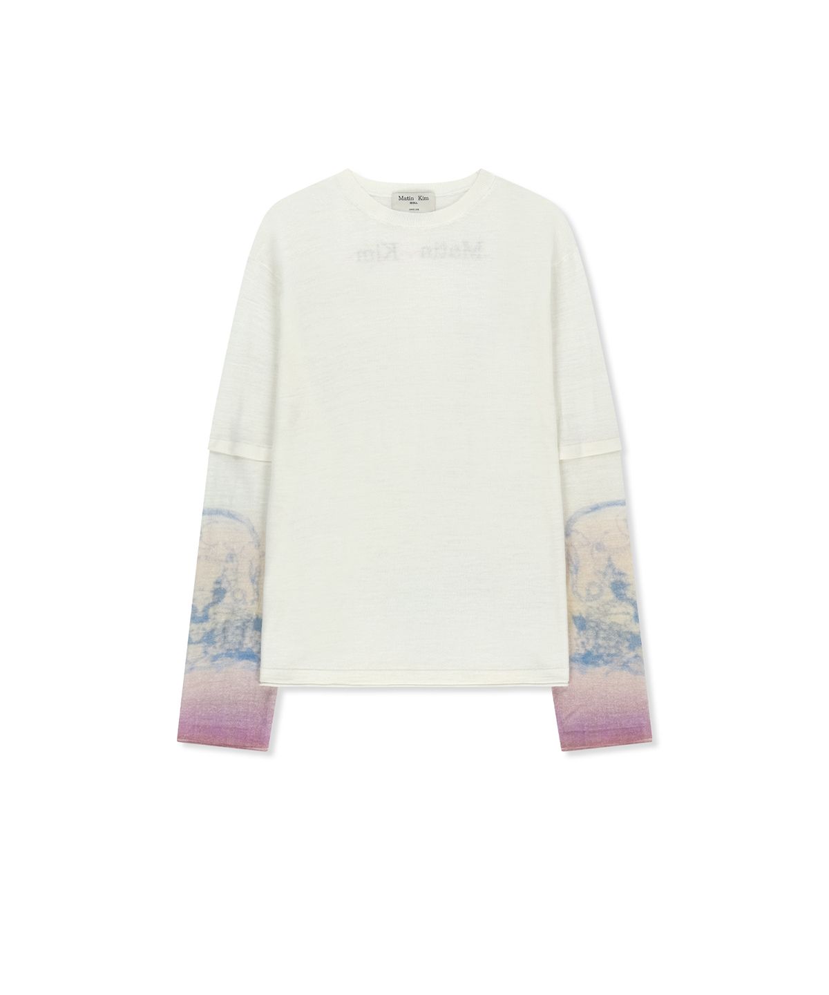 마뗑킴(MATIN KIM) SLEEVE PRINT KNIT PULLOVER IN IVORY