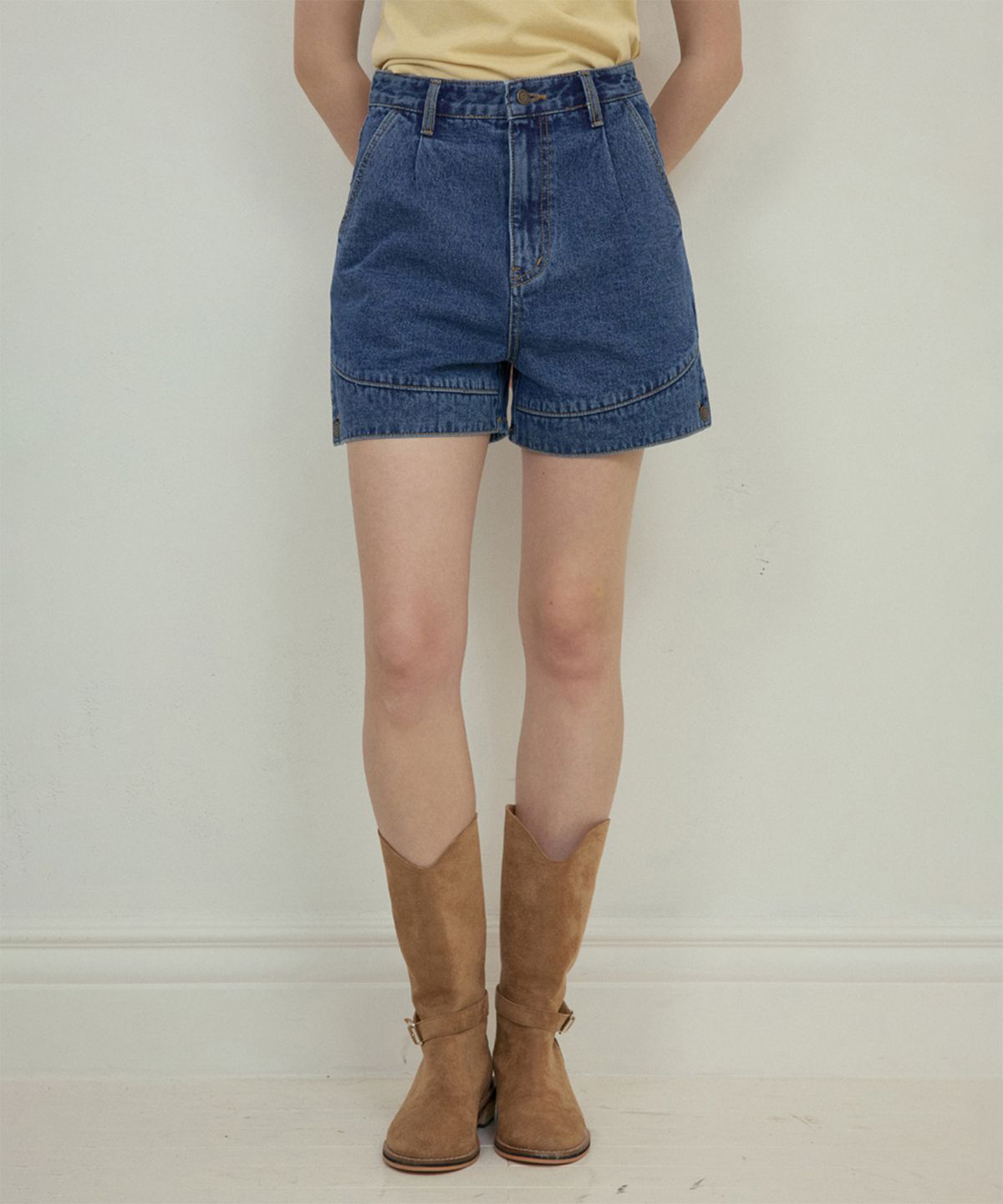 아우어노스텔지아(OURNOSTALGIA) Work denim shorts_Deep blue(O25-PT05)