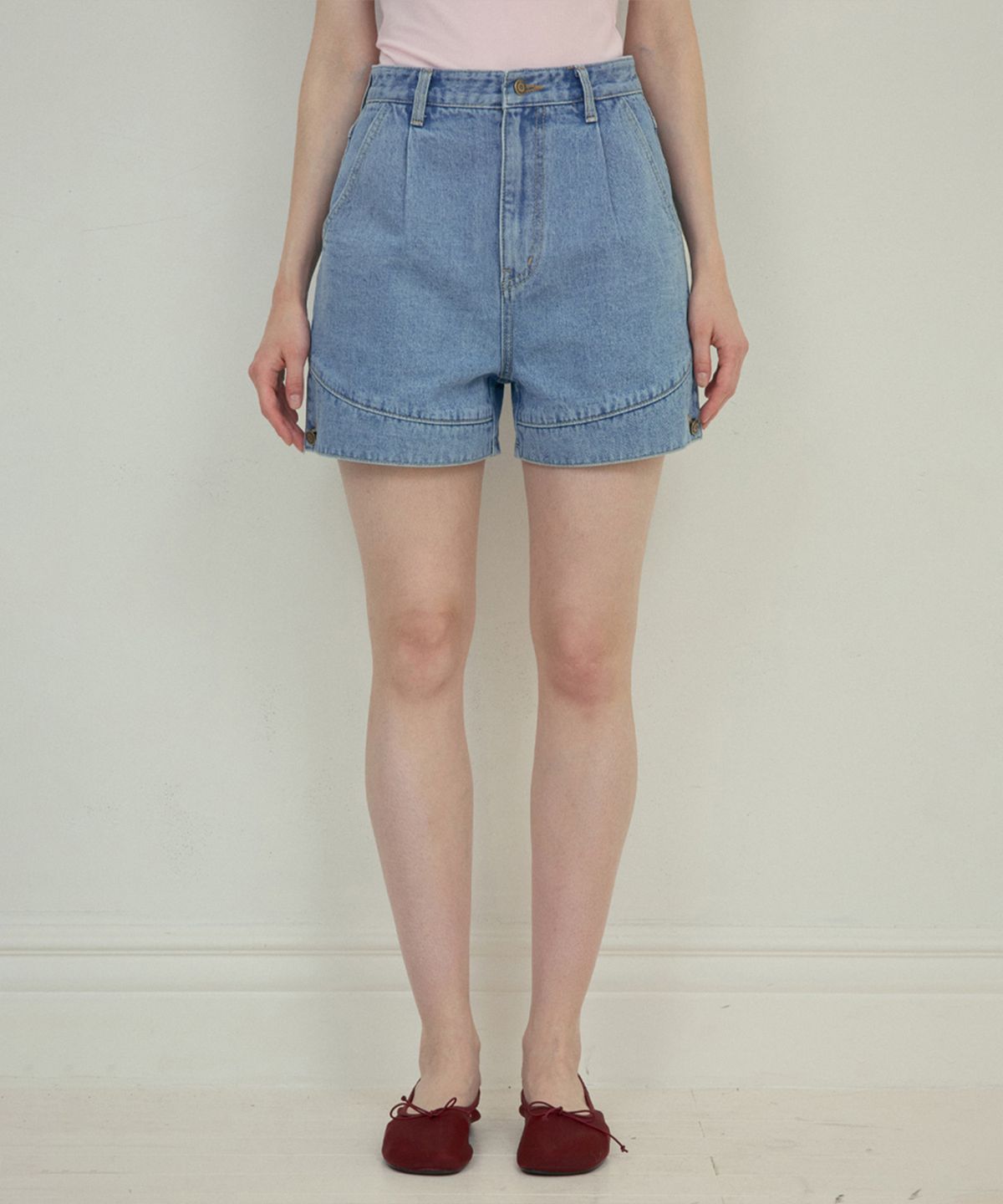 아우어노스텔지아(OURNOSTALGIA) Work denim shorts_Light blue(O25-PT05)