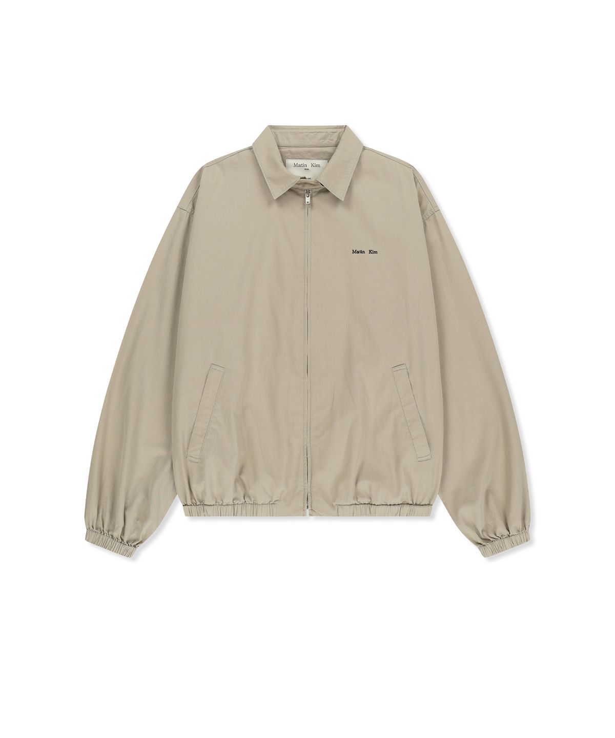 마뗑킴(MATIN KIM) SMALL LOGO COTTON ZIP UP JUMPER IN LIGHT BEIGE