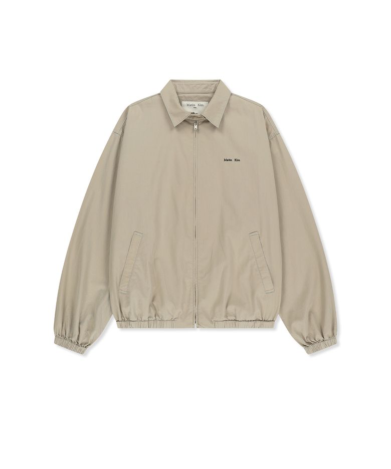 SMALL LOGO COTTON ZIP UP JUMPER IN LIGHT BEIGE