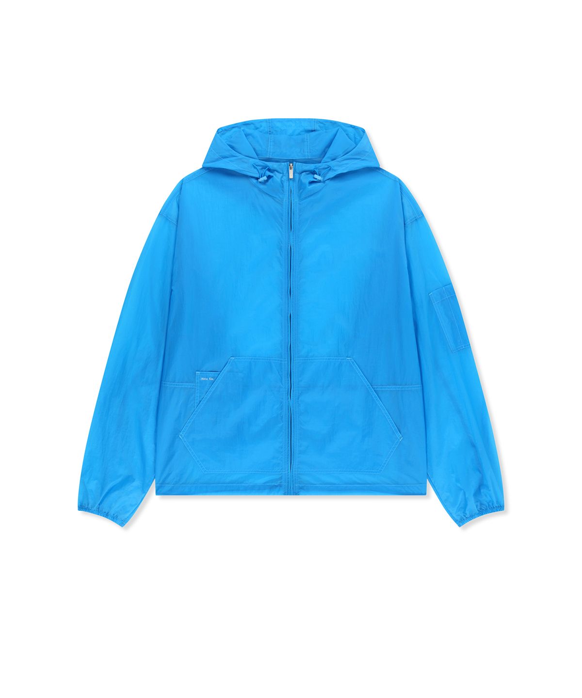 마뗑킴(MATIN KIM) BACK LOGO HOODY WINDBREAKER FOR MEN IN BLUE