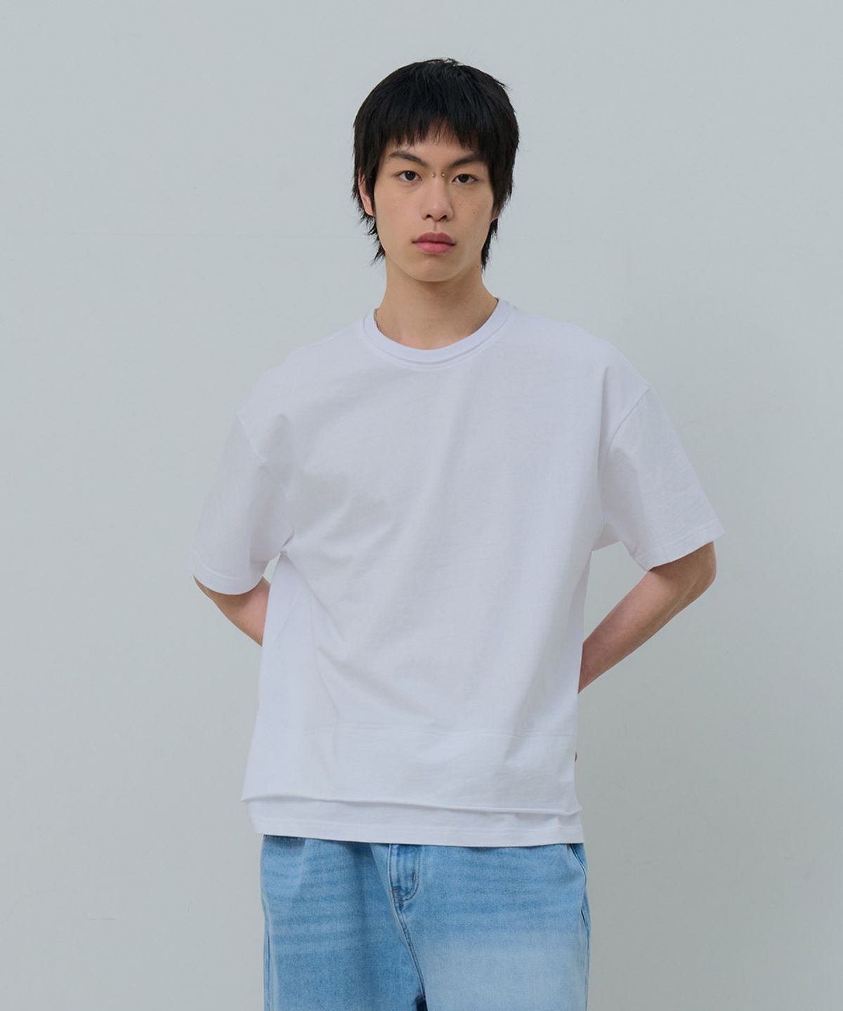 데시레드(DESIRED) 레이어드 반팔 티셔츠-FBSK5804D01