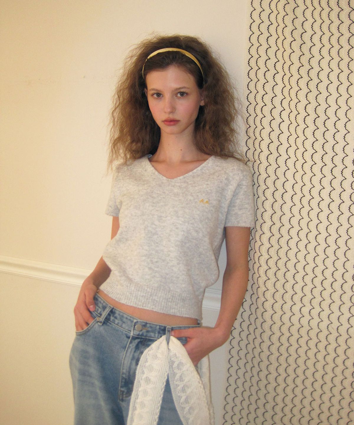 어패럴아카이브(APPAREL ARCHIVE) Rony half v knit - Gray