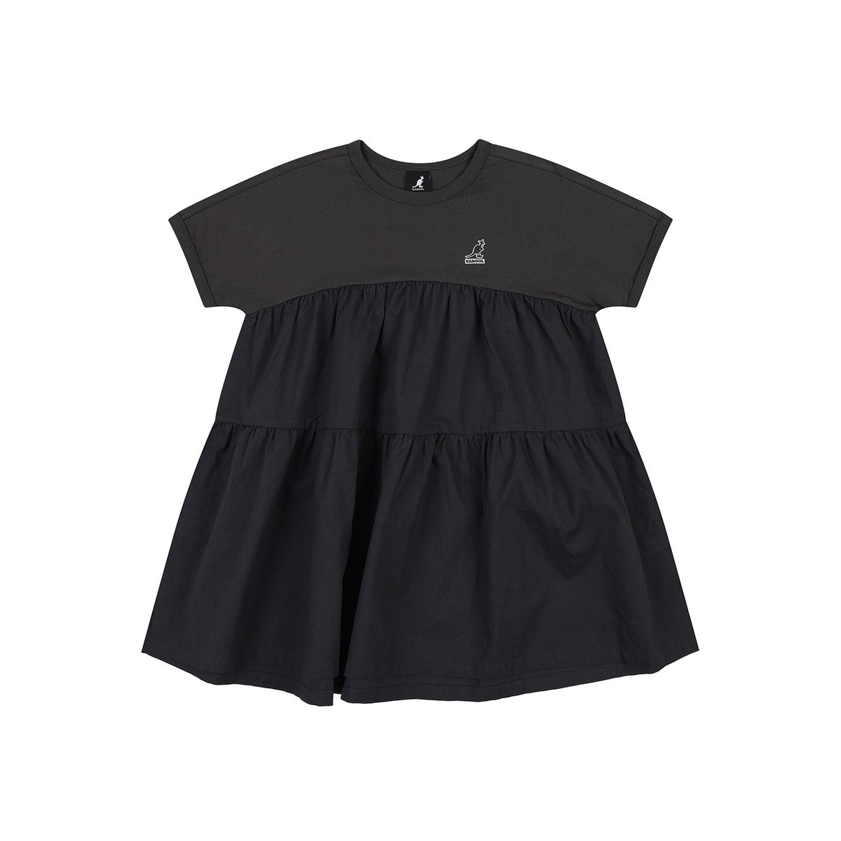 캉골키즈(KANGOL KIDS) 믹스드패브릭 셔링 원피스 SB 2209 차콜