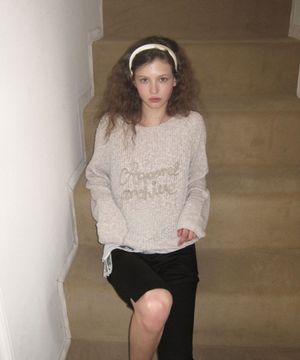 Corn lettering round knit - Mocha