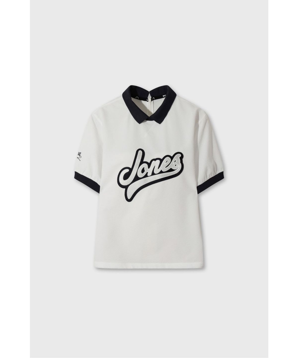 왁(WAAC) [WAAC X JONES] Women’s Curved Logo Seersucker Pullover WWTCM26470WHX