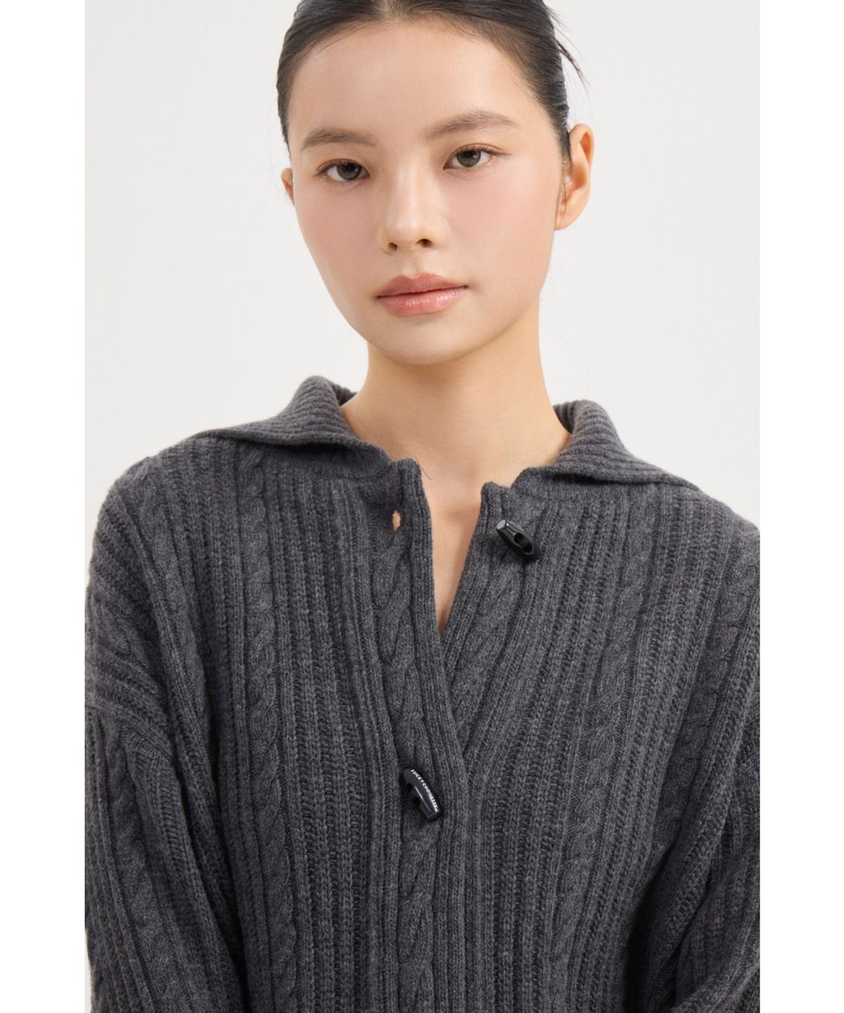 럭키슈에뜨(LUCKY CHOUETTE) Entry Cable Knit Cardigan (melange grey) LFWCW25200GYM