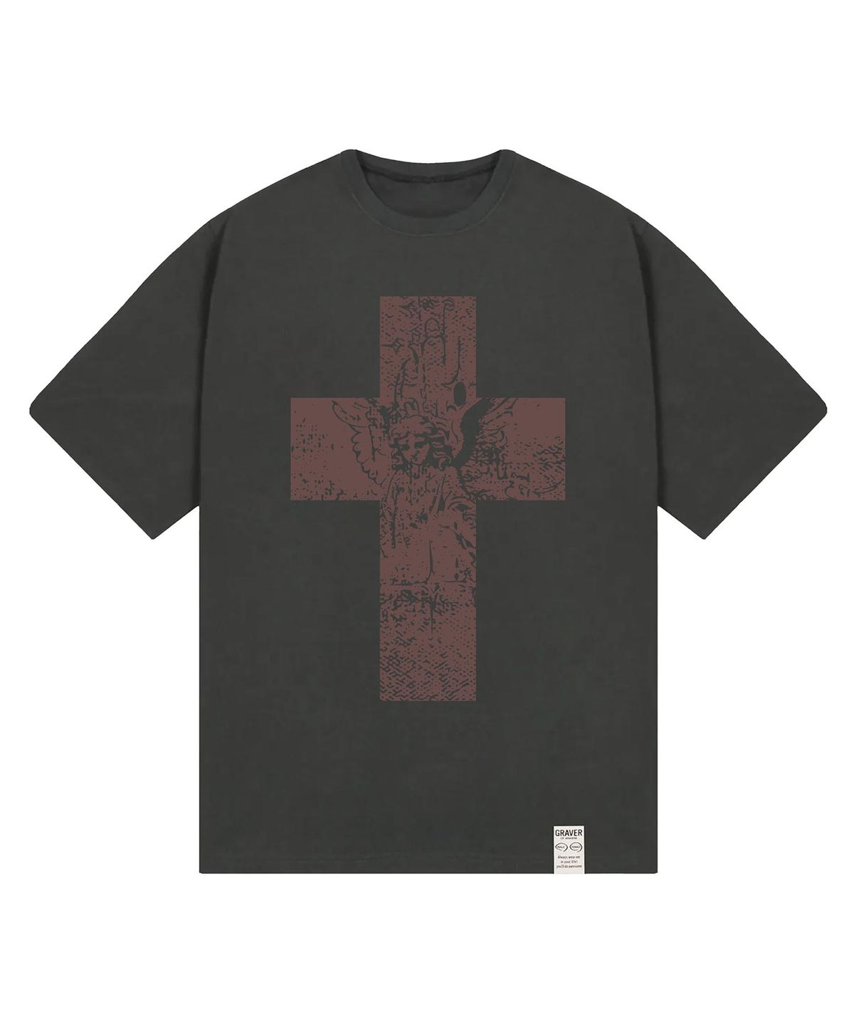 그레이버(GRAVER) [UNISEX]ANGEL CROSS 반팔티_CHARCOAL