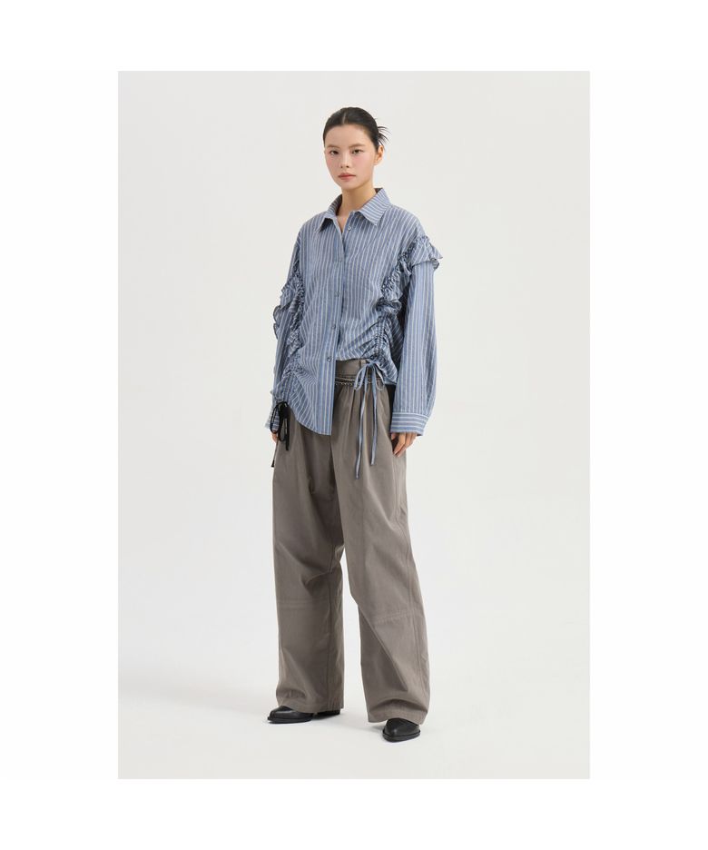 Shirring Point Back Banding Cotton Pants (khaki) LFPNW25215KHX