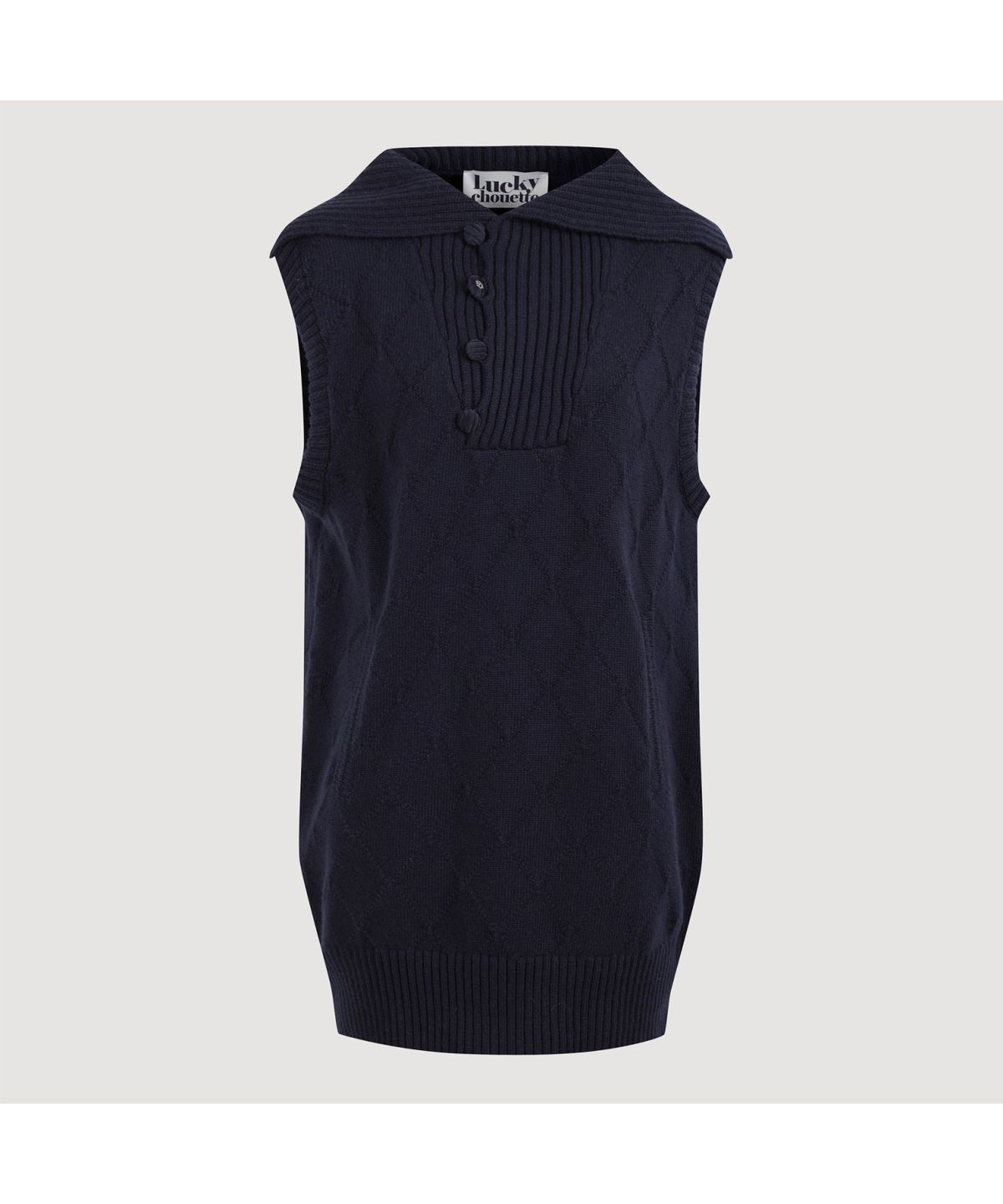 럭키슈에뜨(LUCKY CHOUETTE) Vest Knit Dress (dark navy) LFDCW25200NYD